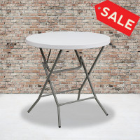 Flash Furniture 32'' Round Granite White Plastic Folding Table DAD-YCZ-80R-GW-GG